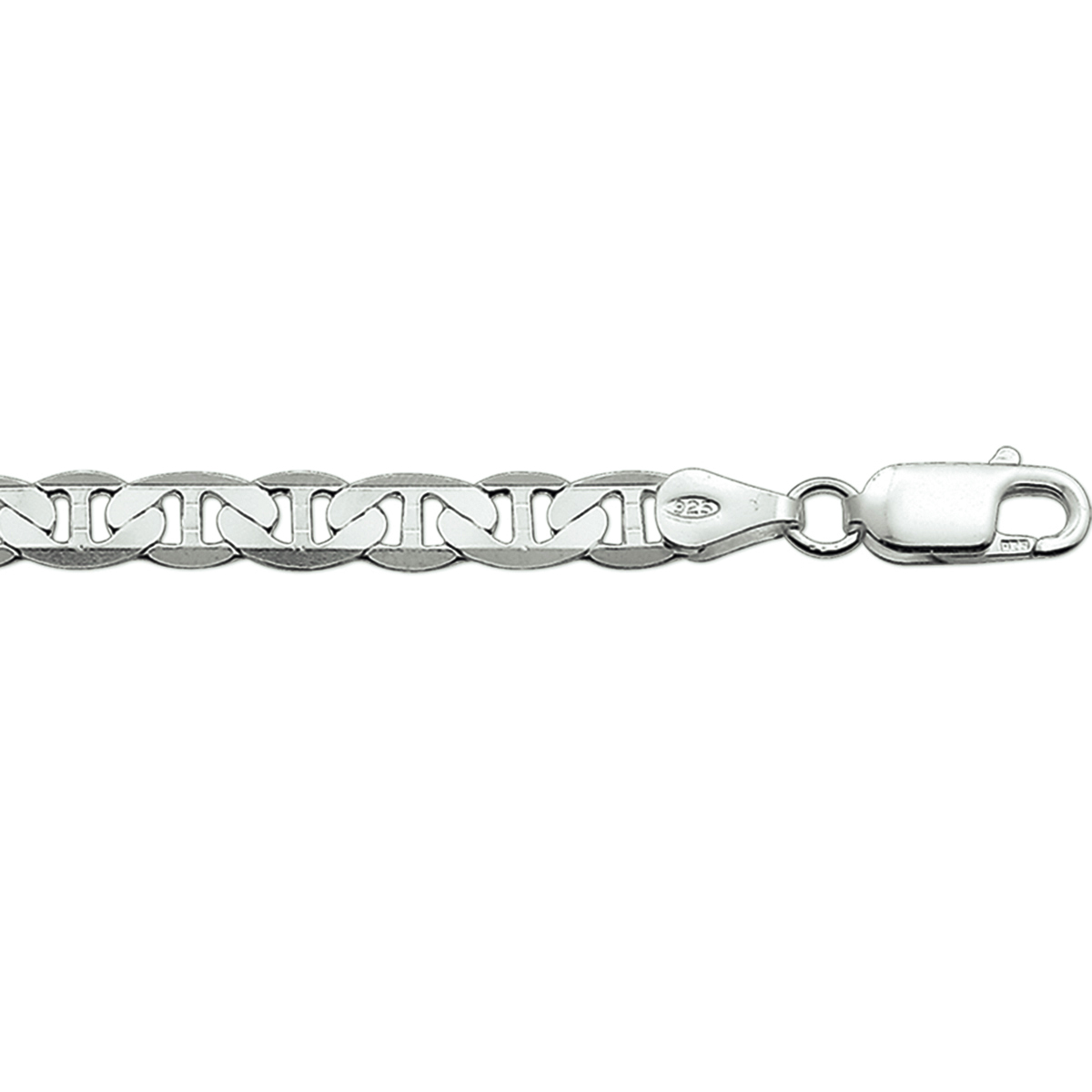 Zilveren collier; anker schakel plat, 5.5mm - 60cm