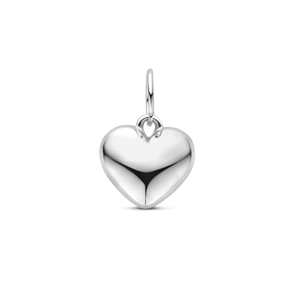 Gerhodineerd 925 zilveren hanger uitgevoerd met een hart. Het hart heeft een totale hoogte van 12.5mm. Het hartje heeft een afmeting van 7.5x8.5mm.