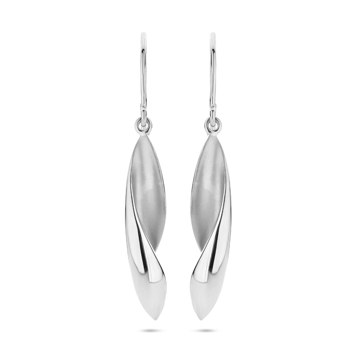 zilveren oorhangers, gedraaid mat/poly 33mm