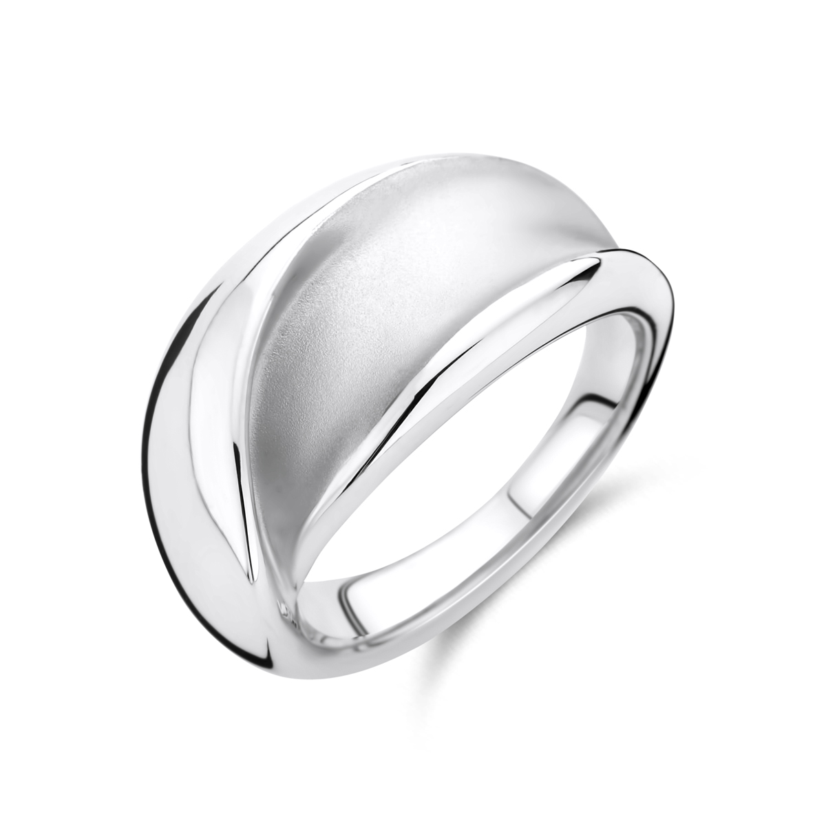 zilveren ring, fantasie mat/poly 11,5mm