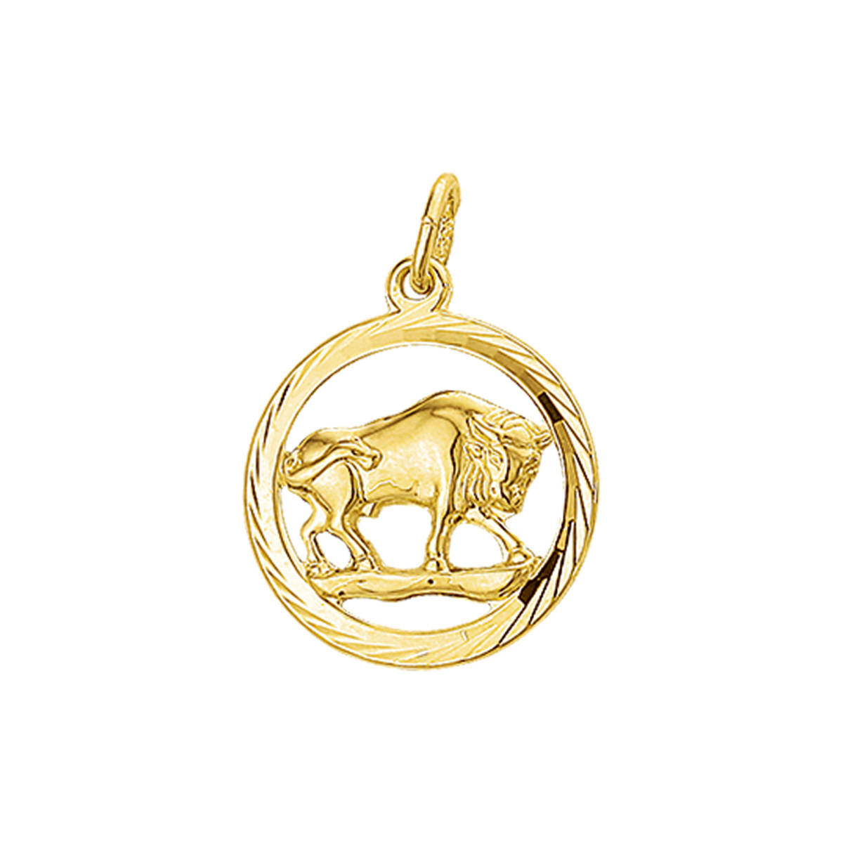 Geelgouden hanger met stier sterrenbeeld.