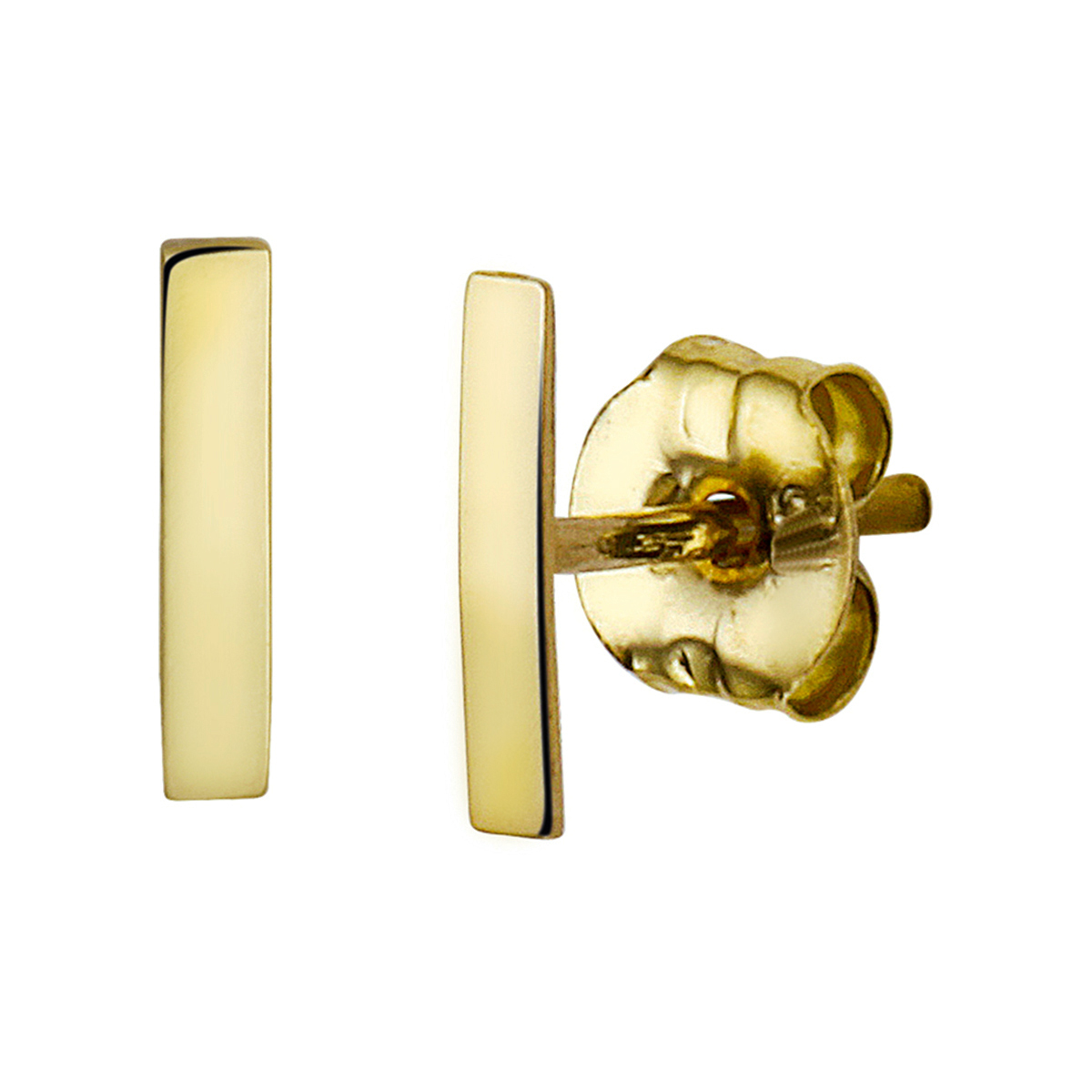 Geelgouden oorknoppen met balkjes.