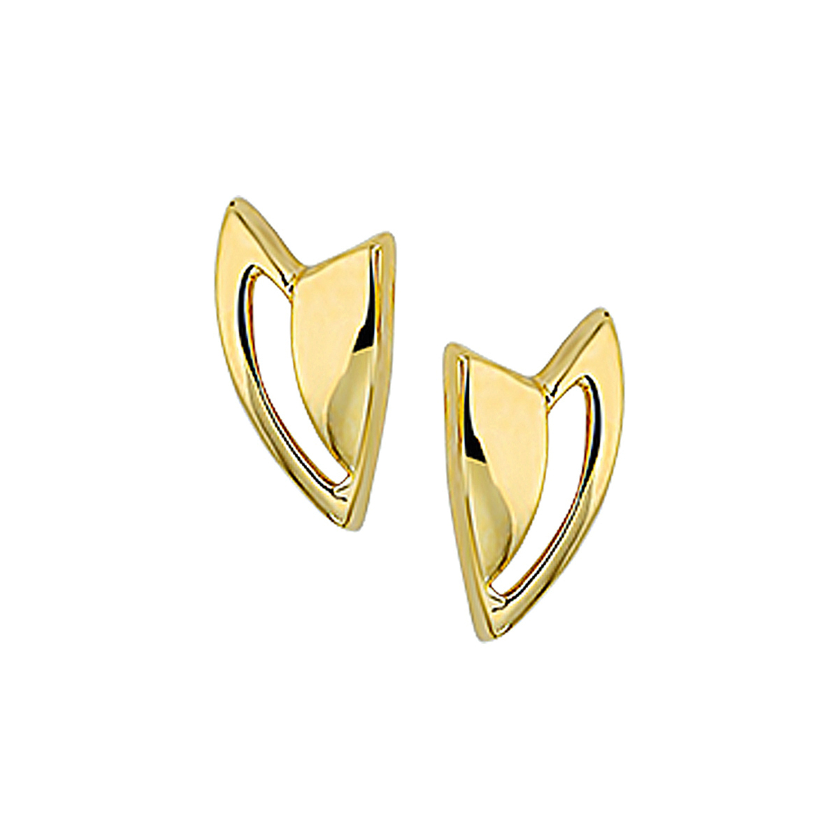 Geelgouden oorknoppen met een poli afwerking.