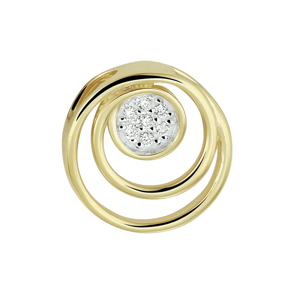 De Hanger rond diamant 0.03ct h si bicolor gestift (modelnummer 4022753) is een gouden charm met een rond ontwerp en een diameter van 11,5 mm. Het bevat een briljant geslepen diamant van 0,03ct met zuiverheid SI2 en kleur H. Draag deze hanger als een subtiele en elegante toevoeging aan elke ketting. Gewicht: 0,91 gram.