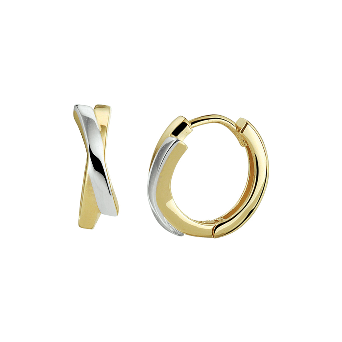 Bicolor creolen. De oorringen hebben een afmeting van 12x4mm.