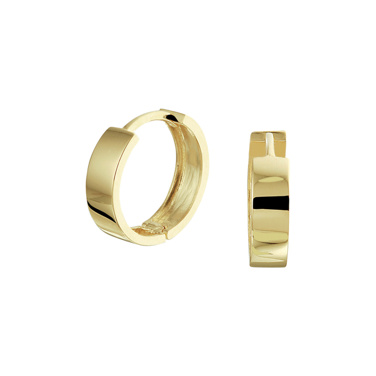 9k Geelkleurig klapoorringen met een afmeting van 12x3mm.