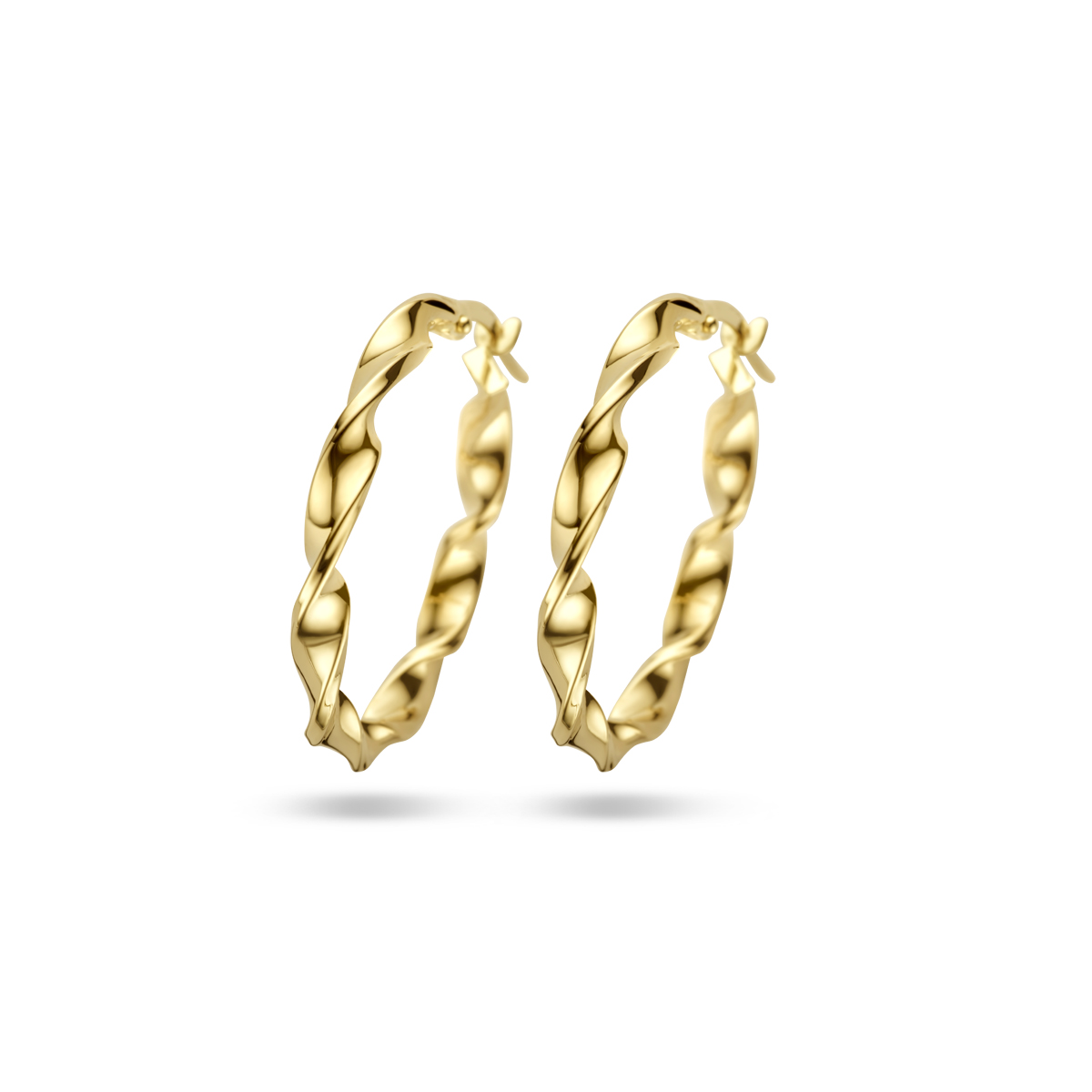 14k Geelgouden oorringen met een dikte van 3mm.