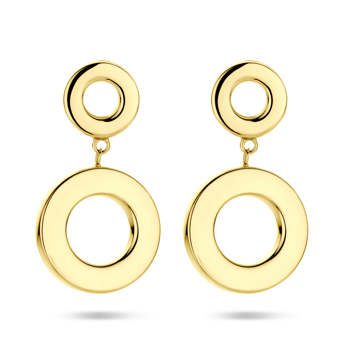 14k Geelgouden oorhangers met een totale hoogte van 33mm.