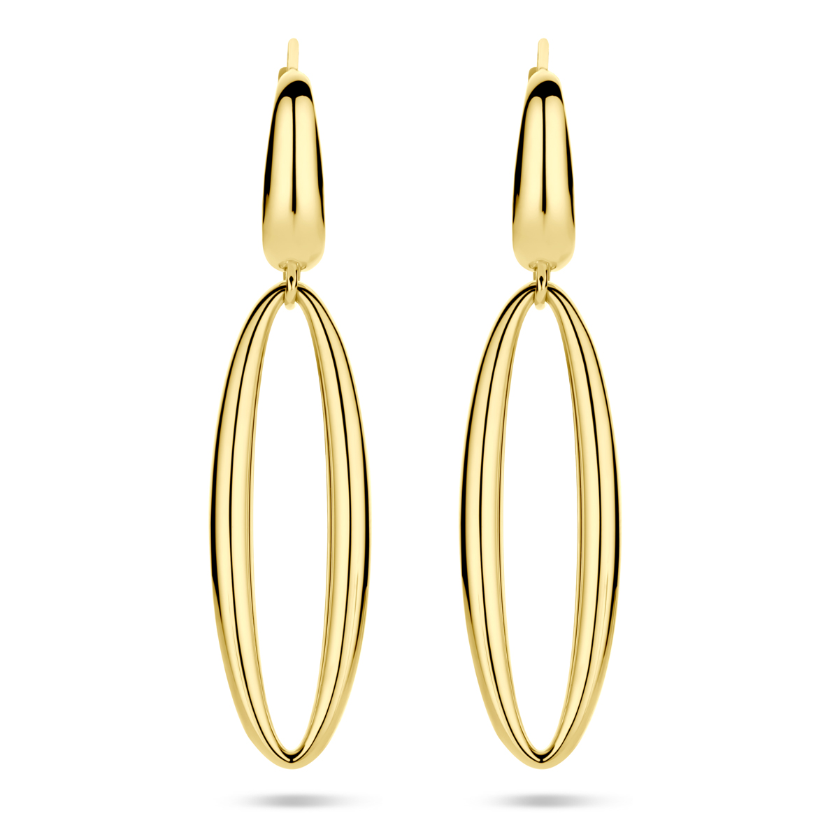 Deze prachtige 14-karaats geelgouden oorhangers kenmerken zich door hun luxe glans en zijn nikkelvrij, ideaal voor gevoelige oren. Met een breedte van 9,5 mm zijn ze subtiele blikvangers. Perfect voor dagelijks gebruik of speciale gelegenheden, accentueren ze je look met een vleugje elegantie. Draag ze met vertrouwen en stijl!