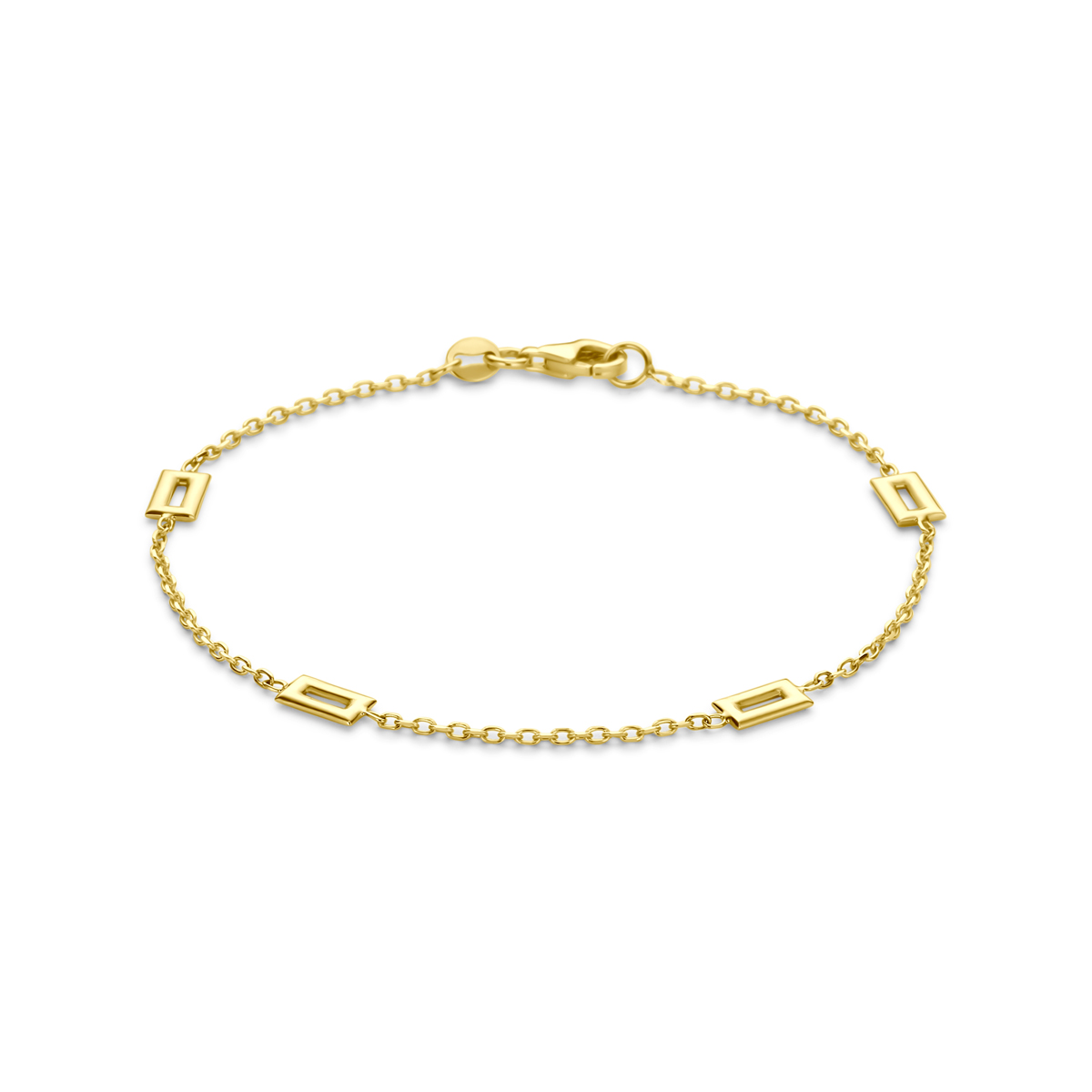 De 14krt. Geelgouden armband, is gemaakt van goud en heeft een glanzende afwerking. Met een breedte van 7 mm en een lengte van 190 mm, past deze stijlvolle armband perfect bij elke elegante outfit. Draag hem solo voor een verfijnde look of combineer met andere armbanden voor een trendy statement.