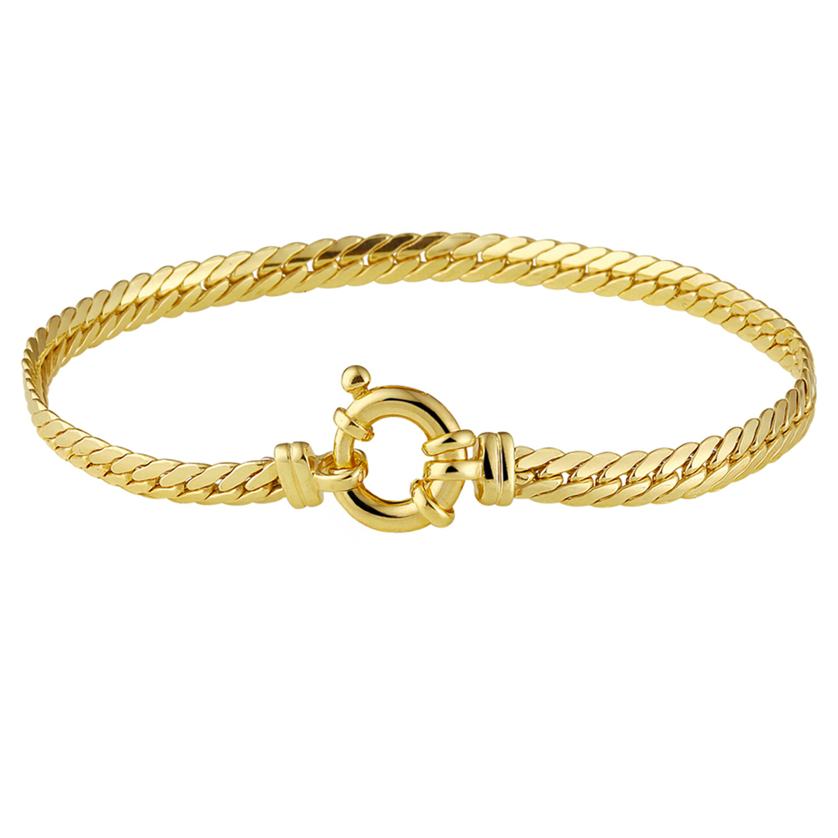 Geelgouden armband met een zilveren kern. De schakelbreedte is 4.4mm.