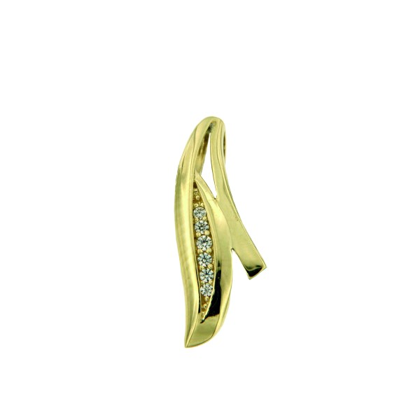 14k geelgouden fantasie hanger met zirkonia