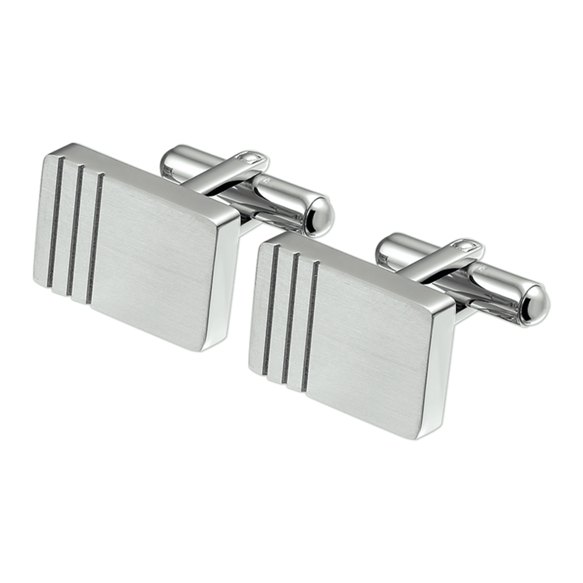 Huiscollectie - Stalen manchetknopen met een poli/matte afwerking. 12.5x18.5mm - 6503683