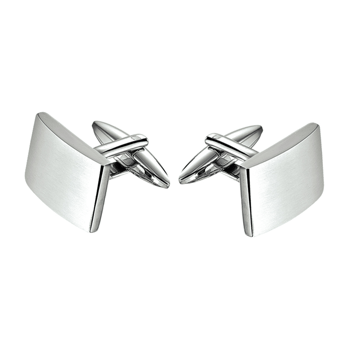 Huiscollectie - Stalen manchetknopen met een poli/matte afwerking. 11x19mm - 6504943