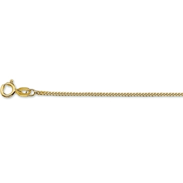 9k Geel kleurig lengteartikel. Het collier heeft draaglengtes van 41,43 en 45cm. De schakelbreedte is 1.2mm.