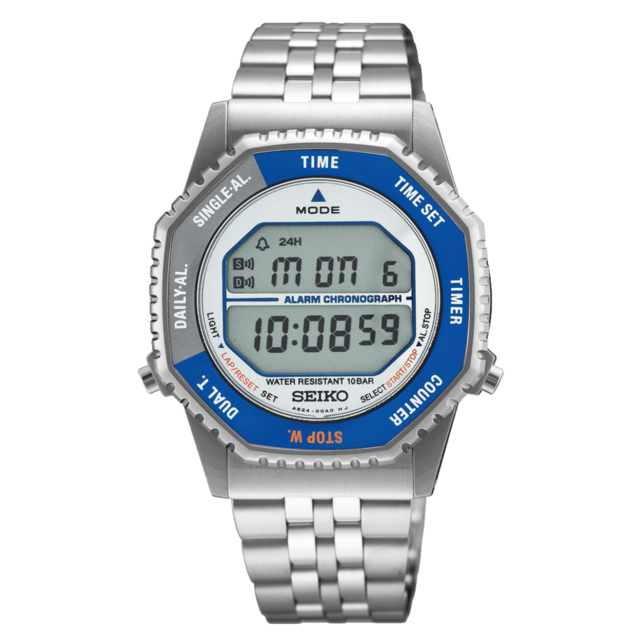 Als je op zoek bent naar een horloge met karakter, dan is deze Seiko Rotocall de perfecte keuze. Met een horlogekast van 37mm en een slank design van roestvrij staal oogt het compact en degelijk. Dankzij de 100meter water-resistentie kun je ‘m gerust de hele dag door dragen.

En het meest bijzondere aan dit horloge? De octagonale draaibezel: door simpelweg de bezel te draaien kies je een functie zoals de timer, alarm of een tweede tijdzone. Daarnaast beschik je over dualtime, een cowntdown timer, dagelijkse en enkele alarmen