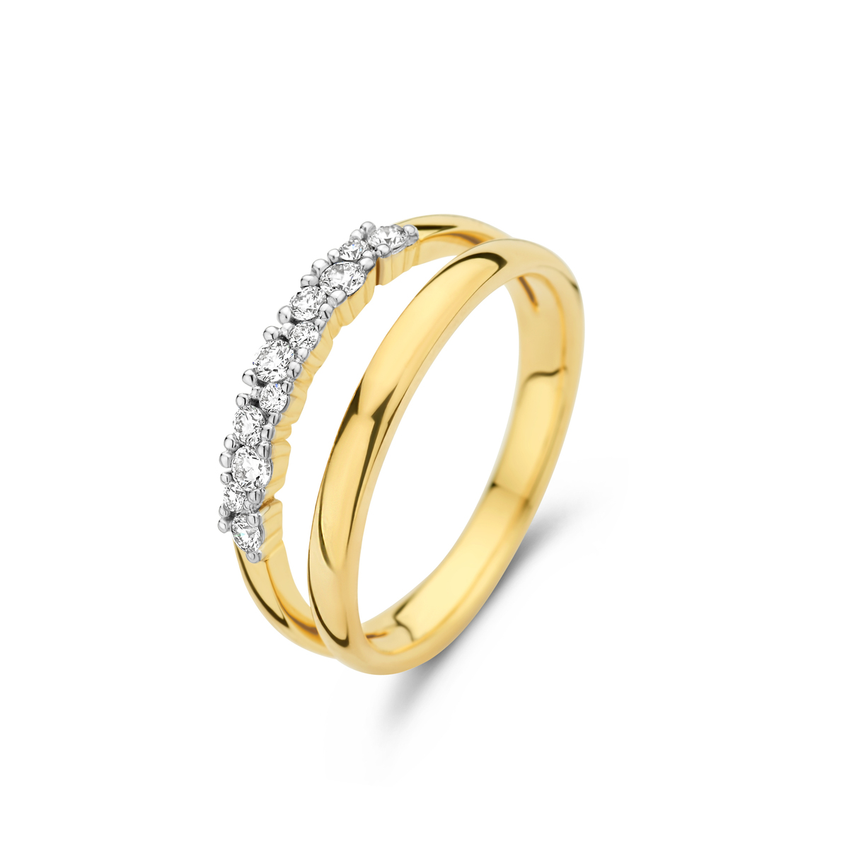 Prachtige ring in 18kt geel gouden met briljant 0.21ct. Verkrijgbaar in verschillende maten. Deze ring is ideaal om te combineren met andere gouden sieraden voor een verfijnde look of om alleen te dragen voor een subtiel statement.