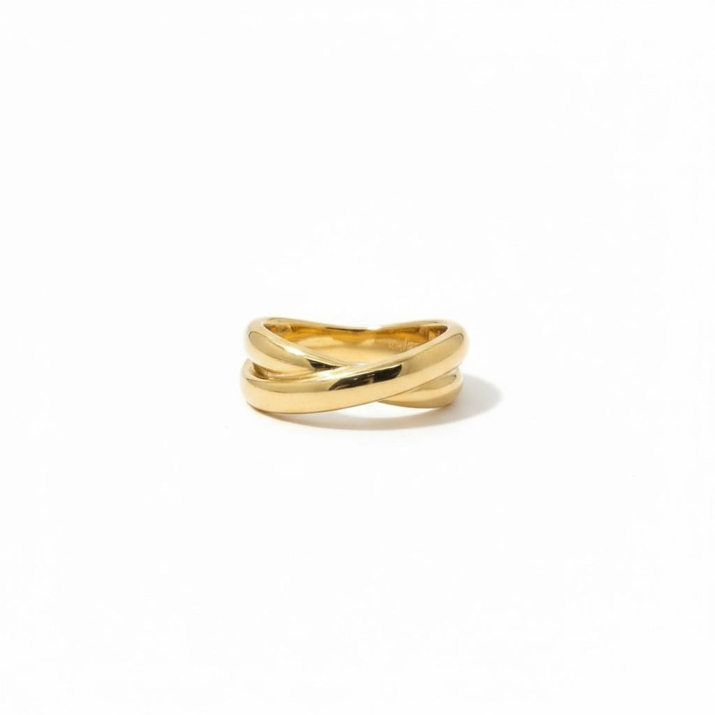 Geelgouden crossover ring 