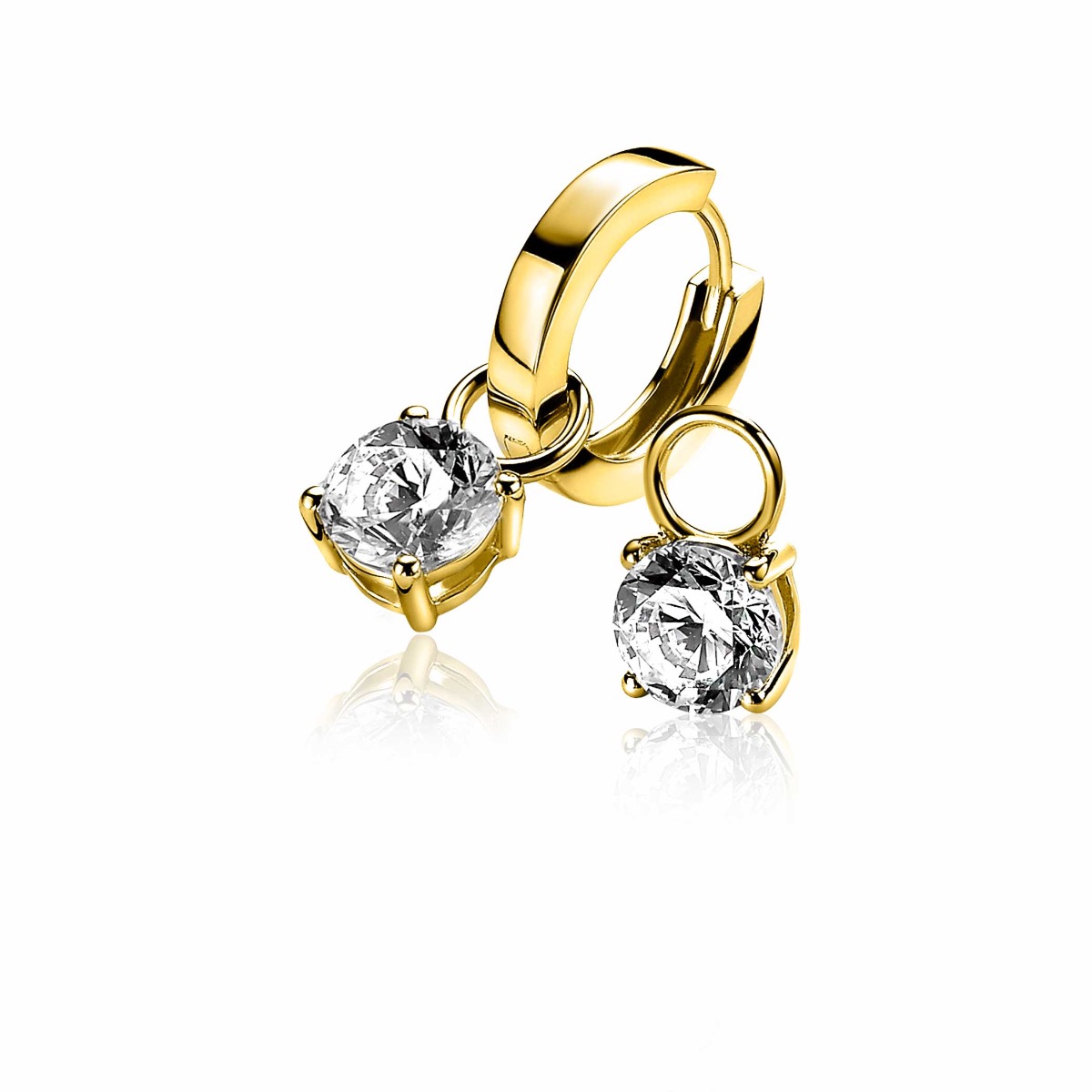 Zinzi zilveren oorbedel met zirkonia. De oorbedels worden geleverd zonder de bijpassende creolen