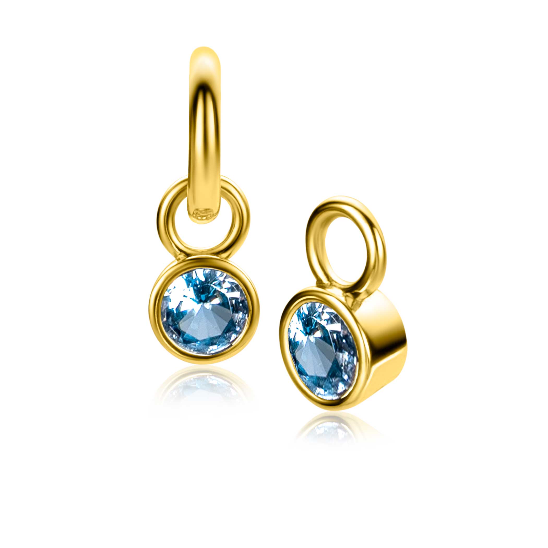 BIRTHSTONE oorbedels gold plated DECEMBER, staan symbool voor iemand die in de maand december is geboren. In december is de geboortesteen 'blauw topaas zirconia'. Iedere geboortesteen heeft haar eigen betekenis. Hang ze sierlijk aan je zilveren Zinzi oorringen. De oorringen zijn niet bij de prijs inbegrepen. Vervaardigd van eerste gehalte zilver (925) en met extra 14K geel vergulding.