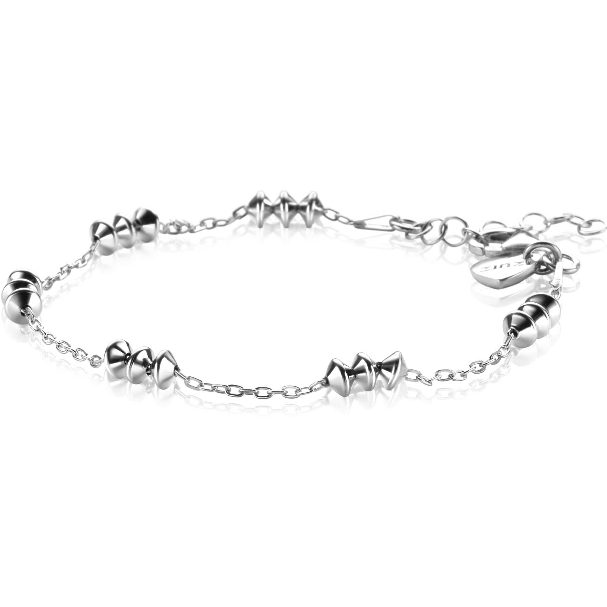 ZINZI zilveren fantasie armband met ankerschakels en tol-vormige elementen 16,5-19,5cm ZIA2537