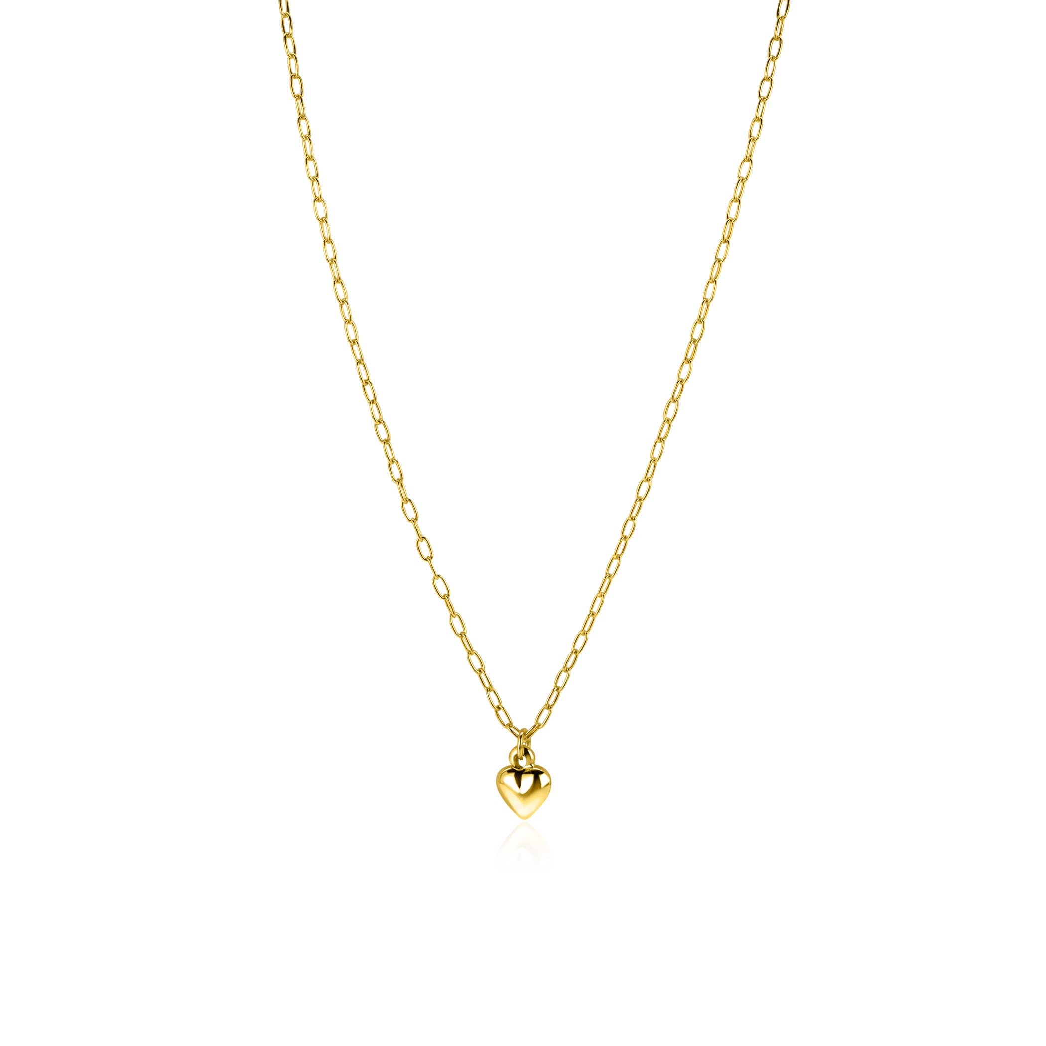 zilveren zinzi collier geelverguld met een hart hanger 