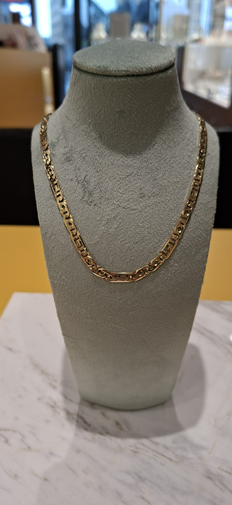 OCC-COLLMEANDER. Gouden heren collier meander schakel. Occasion, 50cm/5mm.