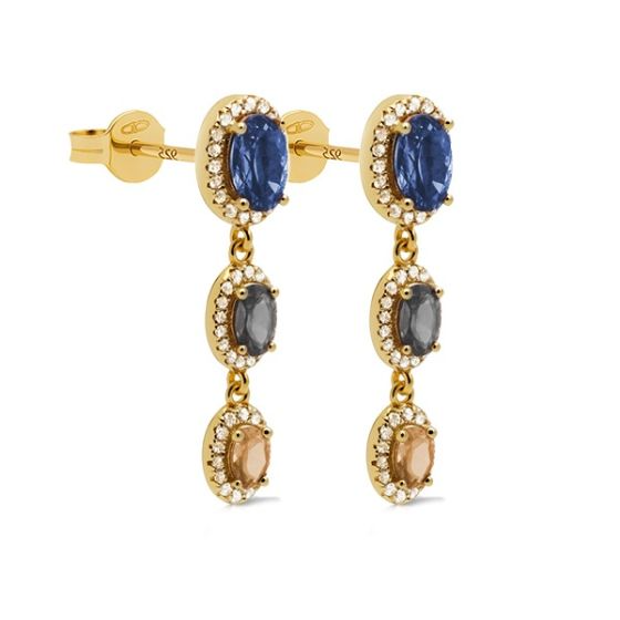 Karma Jewelry oorhangers XL ROSA JEANS BLUE Goldplated