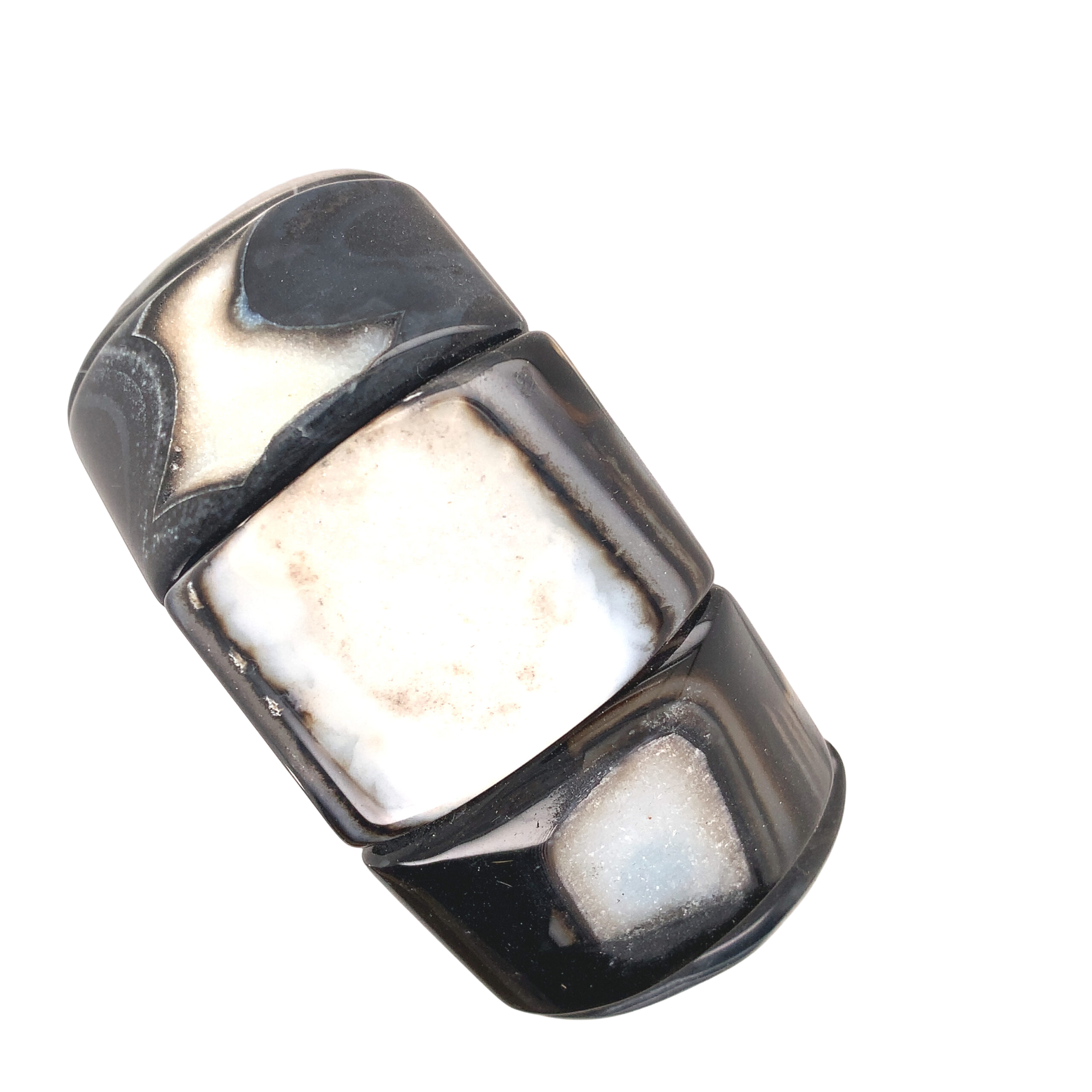 StrechArmband , Achatdrusen auf Silikon doppelt aufgezogen