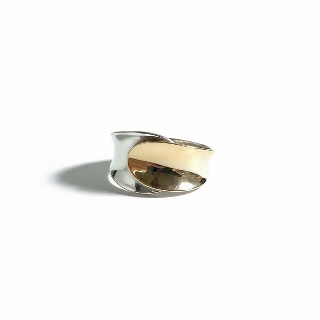 Ring bicolor witgoud/geelgoud