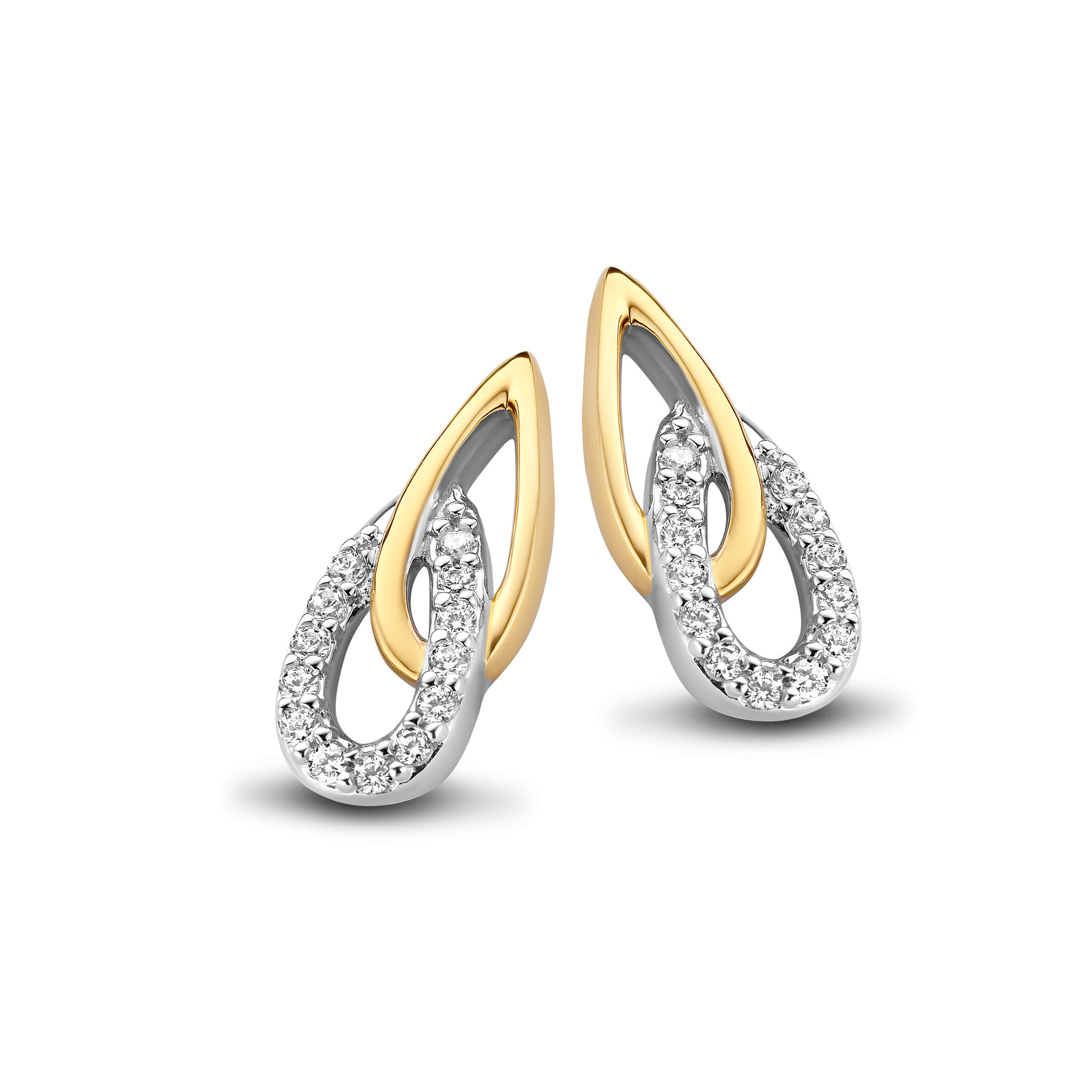 De Rosa Di Luca zilver/verguld oorbellen met zirkonia, modelnummer 625736, zijn verfijnde stud oorbellen van zilver. Deze elegante oorbellen voegen een vleugje glamour toe aan elke outfit en zijn perfect voor zowel dagelijks gebruik als speciale gelegenheden. Draag ze met opgestoken haar om hun schittering volledig tot hun recht te laten komen.