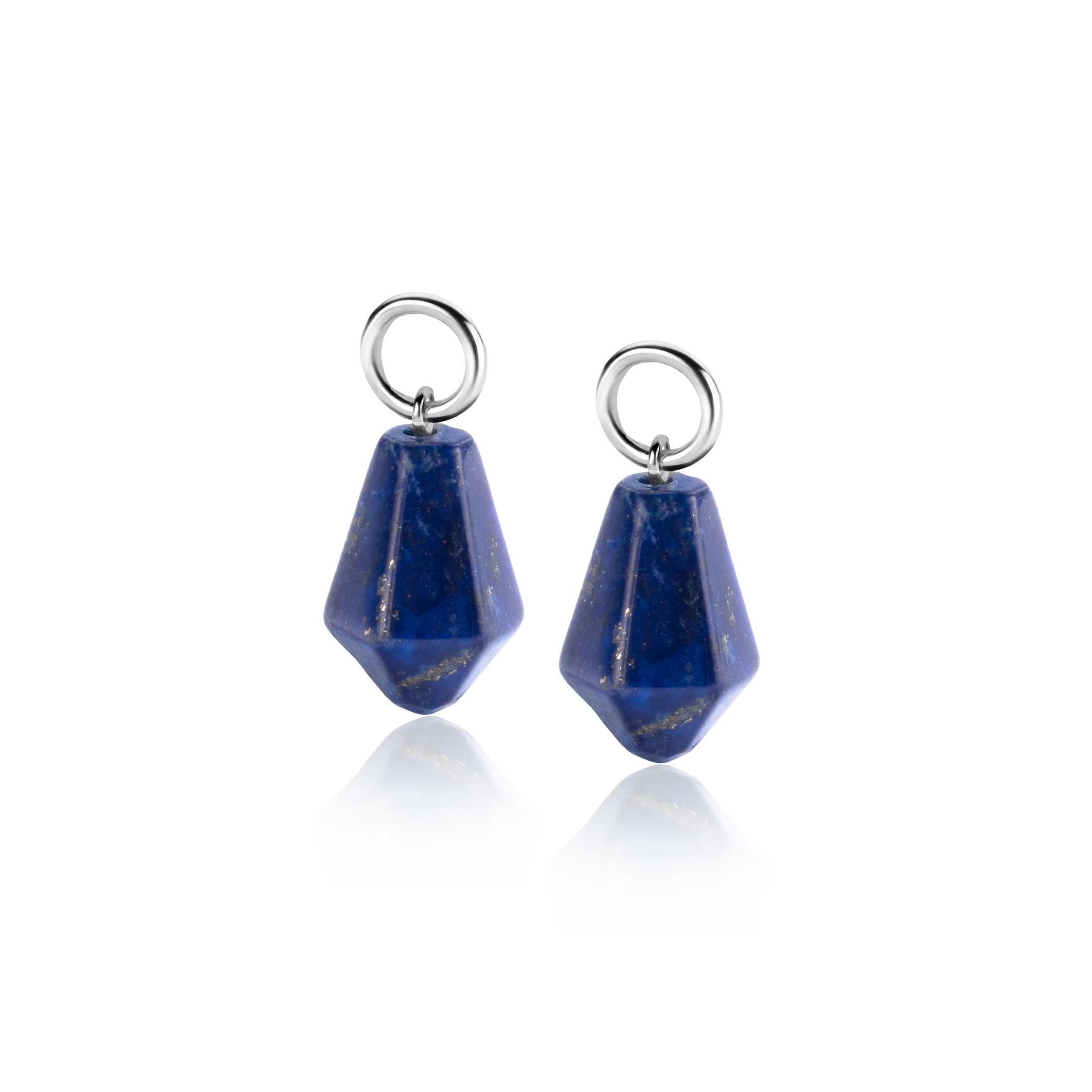 zilveren Zinzi creoolhangers, pegels lapis lazuli