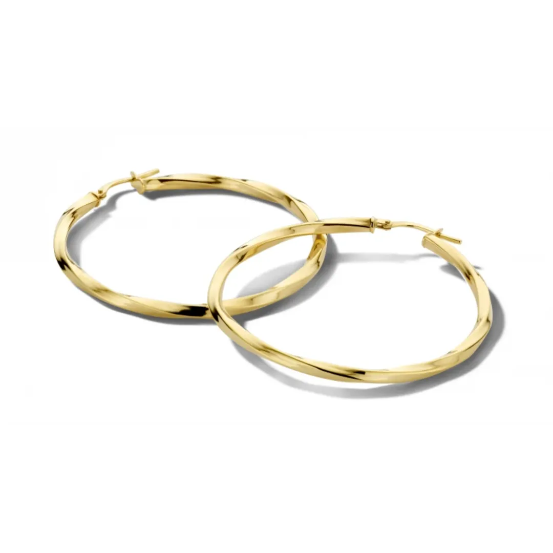 Fjory - Geelgouden oorringen gedraaid, over zilveren buis, 40mm - 40-ORGV40