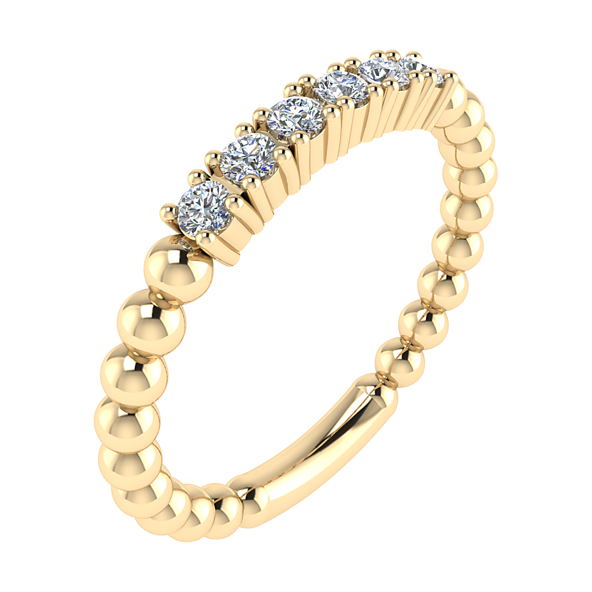 Ontdek de elegantie van de 14k gouden ring met bolletjesmotief en prachtige diamanten (modelnummer ZA19529). Deze ring, gemaakt van 14-karaats goud, straalt luxe uit met zijn zes briljantgeslepen diamanten, elk met een gewicht van 0,21 karaat en VS2 zuiverheid. Perfect voor speciale gelegenheden of dagelijks gebruik; deze ring voegt een verfijnde touch toe aan elke outfit.