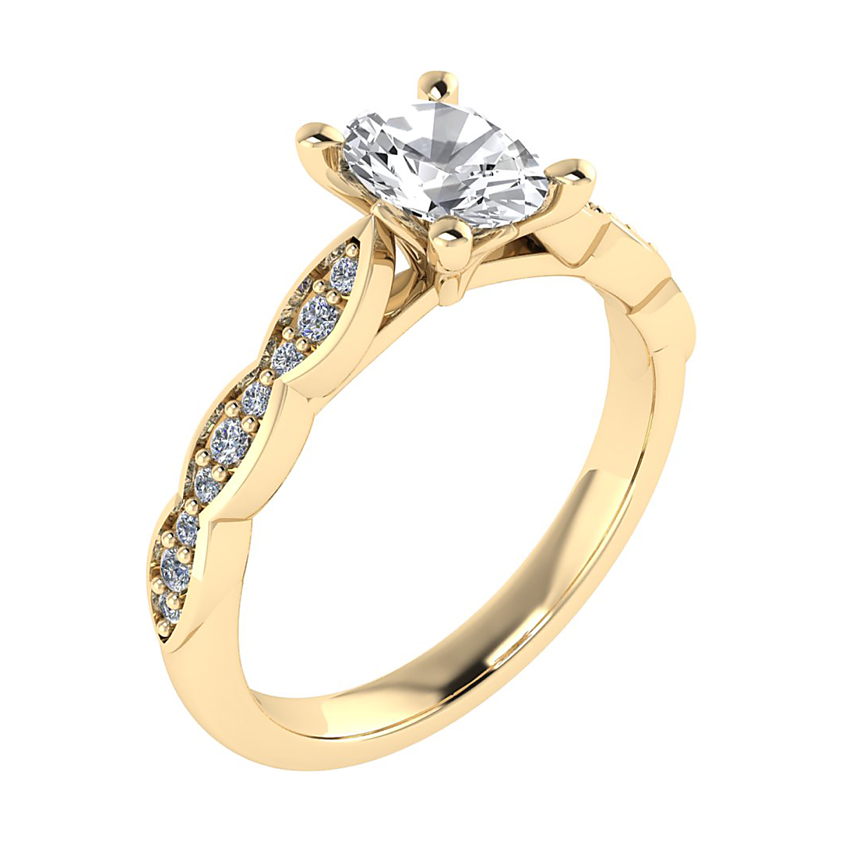 Deze prachtige 14k gouden ring, is een tijdloze klassieker. De ring is maat 54 en gemaakt van glanzend goud. Hij is versierd met 19 briljant geslepen diamanten van kleur G en zuiverheid VS2, met een totaal gewicht van 0.30 karaat. Perfect voor speciale gelegenheden voor een elegante uitstraling.