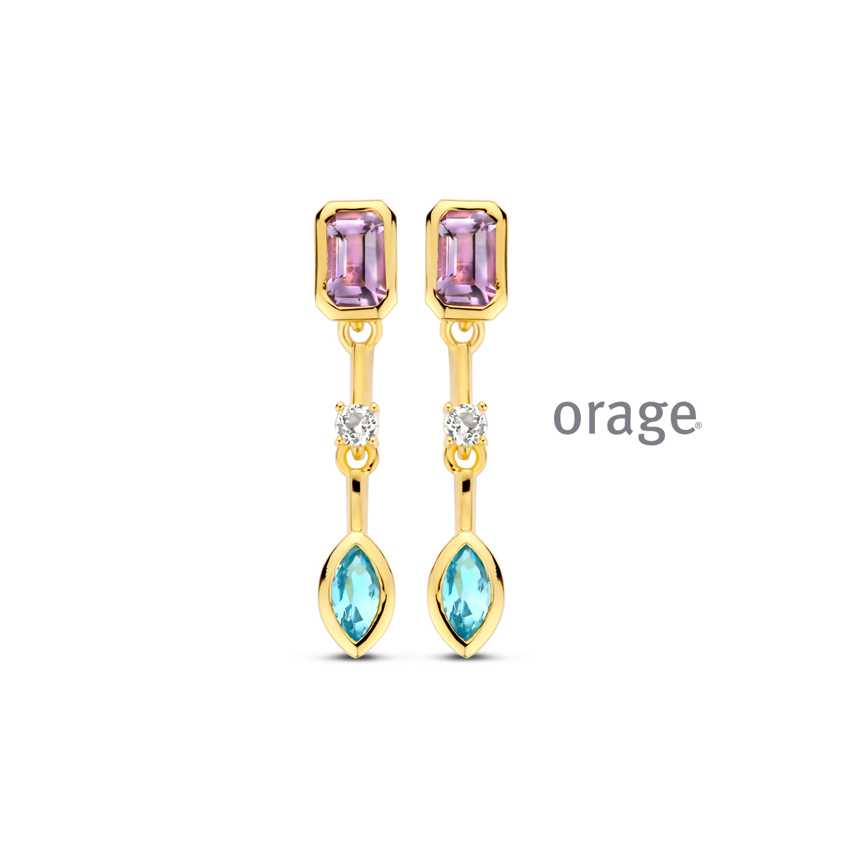 Orage oorhangers verguld geel goud