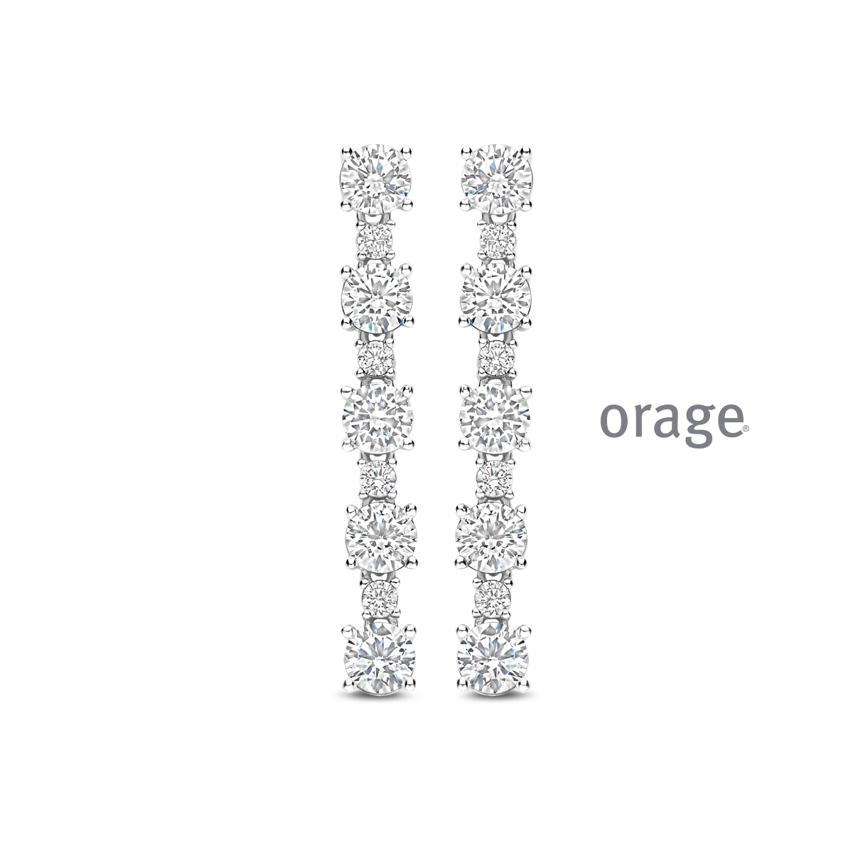 Orage oorhangers zilver met zirkonia steentjes