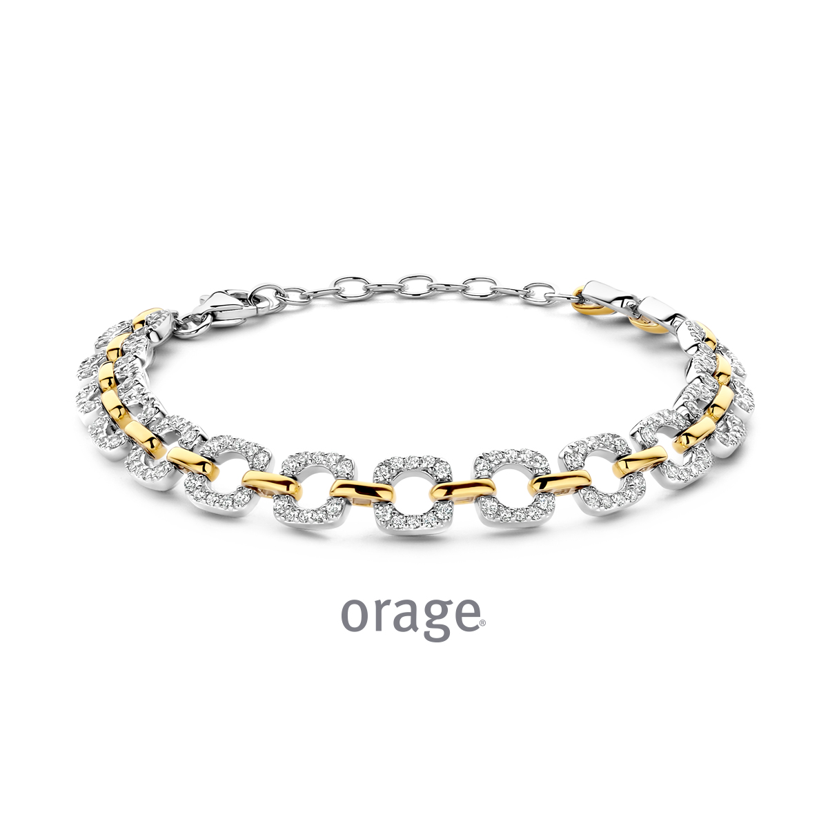 Orage armband zilver bicolor met zirkonia steentjes