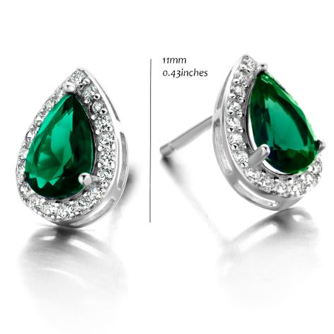 Oorringen met groene zirconia van het merk Silver Rose 