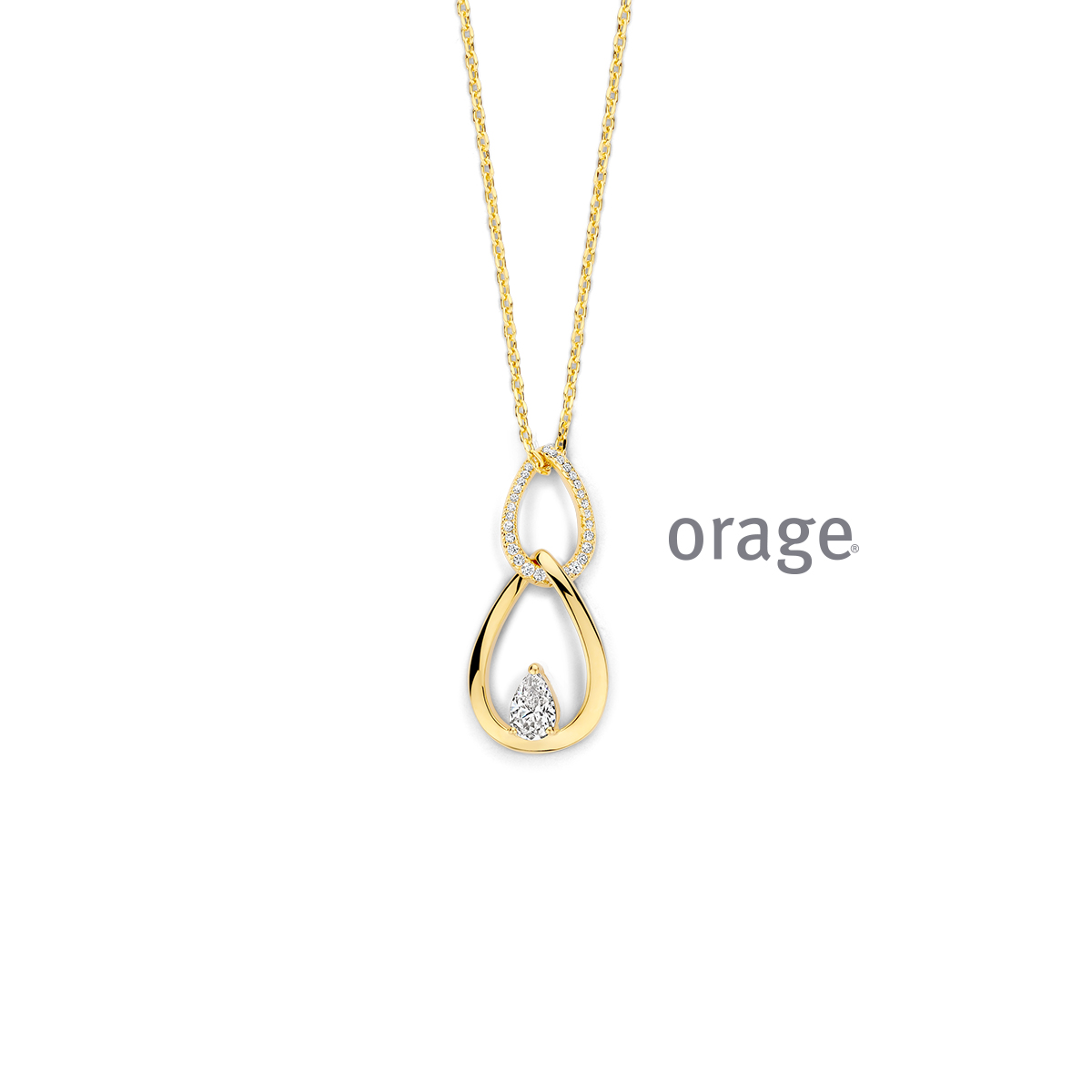 Orage collier verguld geel goud met zirkonia