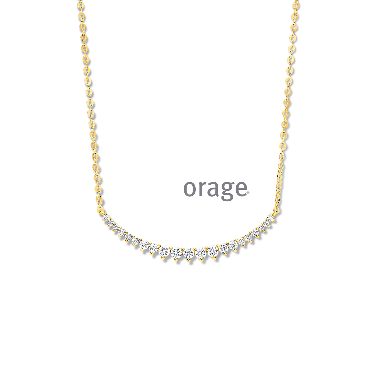 Orage collier verguld geel goud met zirkonia steentjes