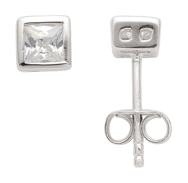 Max Fr&ouml;hlich Ohrschmuck Ref.-Nr.: OS 114535 925/rh/- Silber, Rhodiniert  2 Zirkonia  Wei&szlig; 