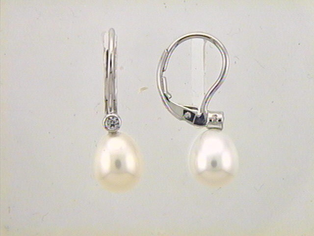 Max Fr&ouml;hlich Ohrschmuck Ref.-Nr.: OS 144403 925/- Silber Zirkonia  Wei&szlig;  S&uuml;&szlig;wasser Zuchtperle