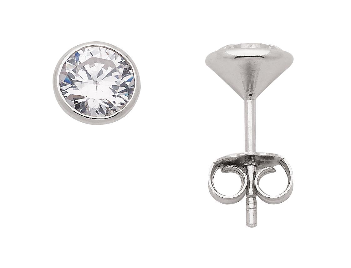 Max Fr&ouml;hlich Ohrschmuck Ref.-Nr.: OS 150273 925/rh/- Silber, Rhodiniert 2 Zirkonia  Wei&szlig; 