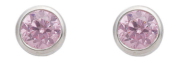 Max Fr&ouml;hlich Ohrschmuck Ref.-Nr.: OS 133780 925/- Silber, Rhodiniert 2 Zirkonia  Rosa 