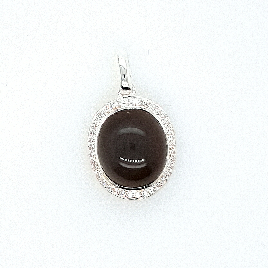 Halsschmuck Ref.-Nr.: 2149-4991 925/- Silber, Silber Zirkonia  Wei&szlig;  1 Mondstein Grau 