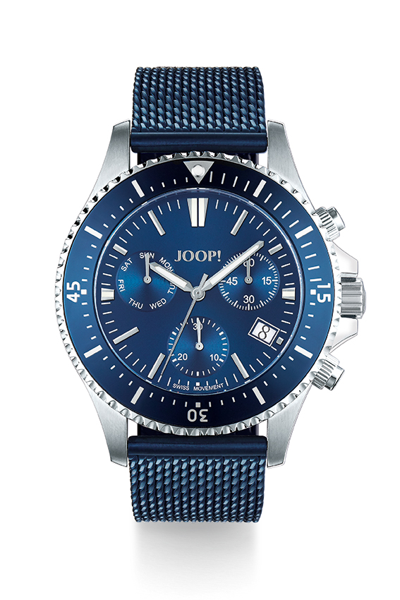 Joop! Uhren Herrenuhren Ziffernblatt: Blau Index  Edelstahl Milanaiseband Quartz 200 Meter Ref.-Nr.: 2027581