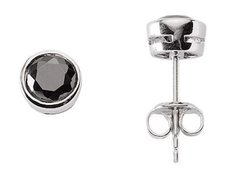 Max Fr&ouml;hlich Ohrschmuck Ref.-Nr.: OS 144395 925/- Silber, Rhodiniert Zirkonia  schwarz 