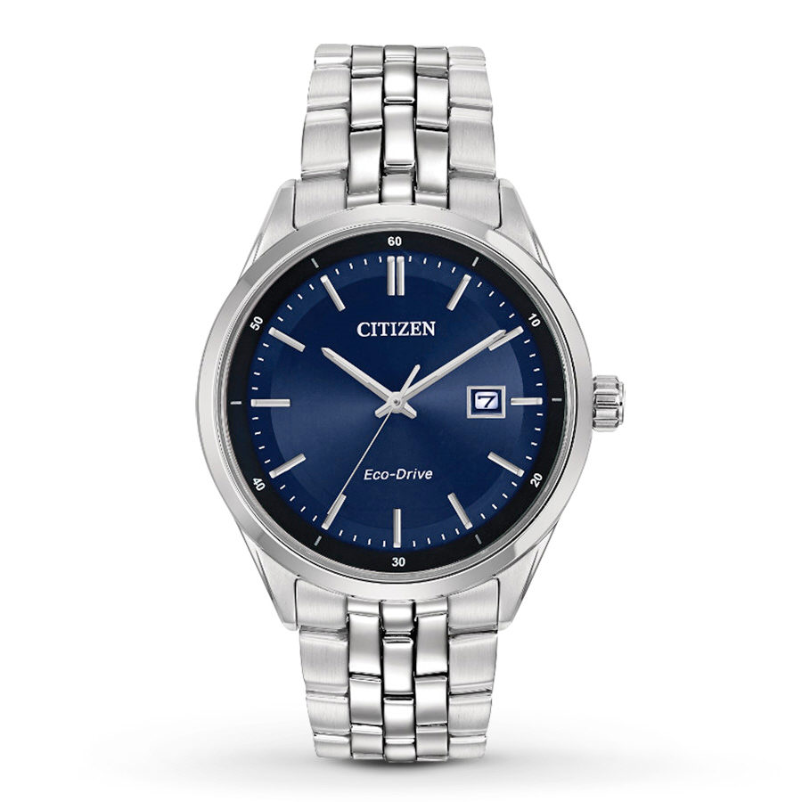 Citizen Solar Armbanduhren Herrenuhren Ziffernblatt: Blau Index  Stahl Metall Solar 100 Meter Ref.-Nr.: BM7251-53L
