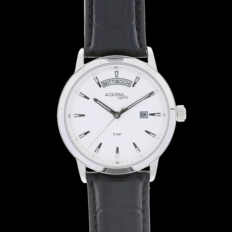 Adora Adora Saphir Herrenuhren Stahl Leder Quartz 50 Meter Ref.-Nr.: 1-200829-001